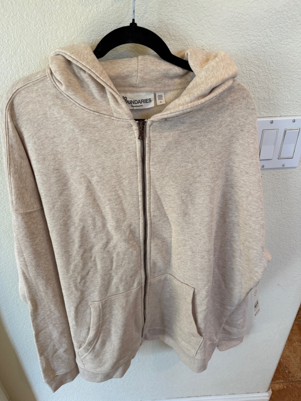 No Boundaries Beige Zip-Up Hoodie